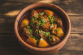 Ready to Cook Aloo Gosht Kit - Fresh ingredients including mutton, potatoes, tomatoes and spices